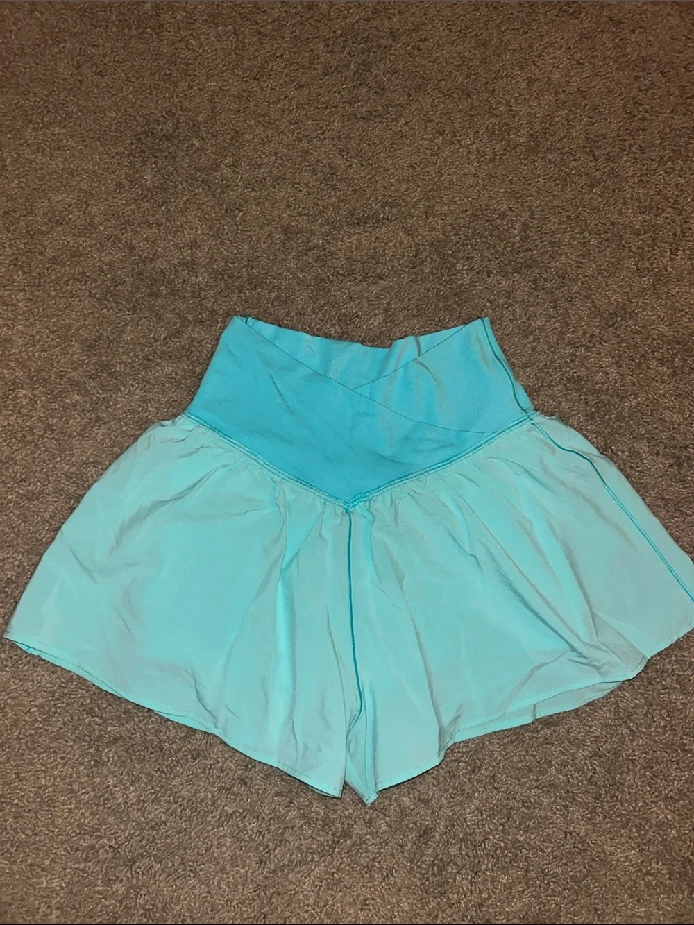 aerie Turquoise High-Waist Skort-Style Shorts